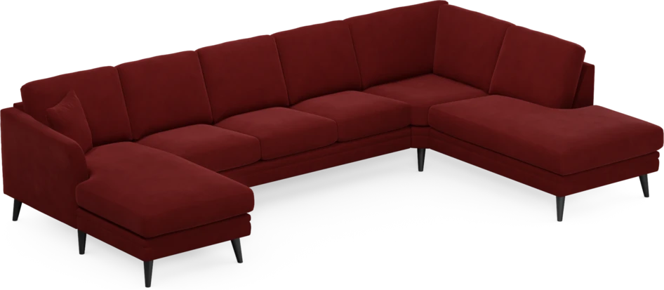 Eden - 3-sits soffa med schäslong vänster och divan höger - Röd
