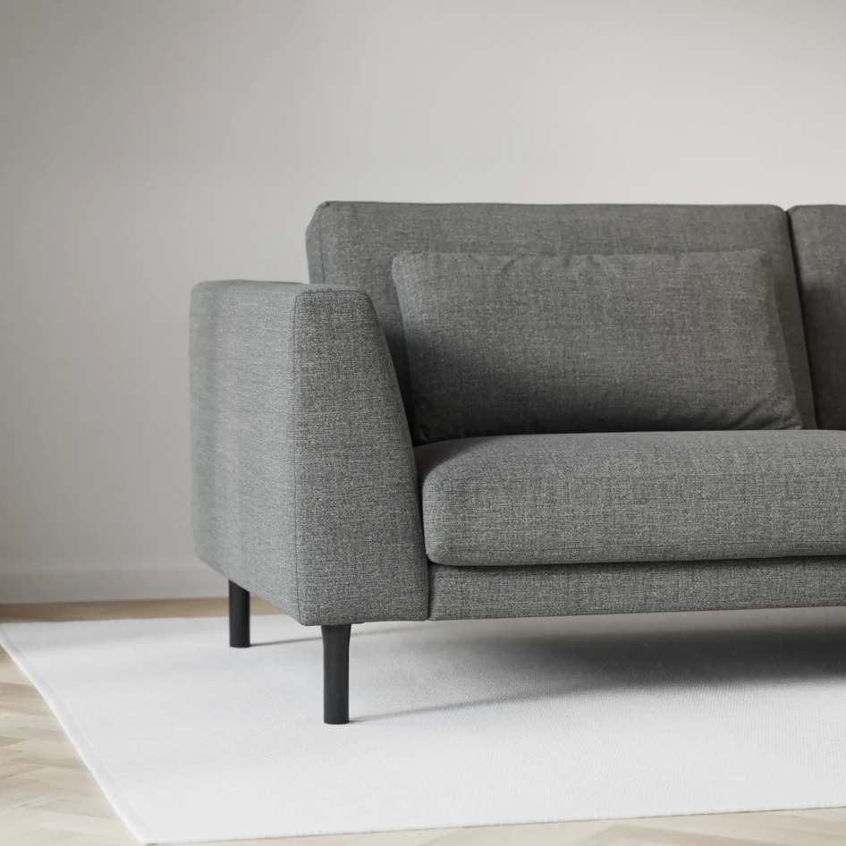 Willow - 4-sits soffa med divan vänster, fast klädsel - Grå