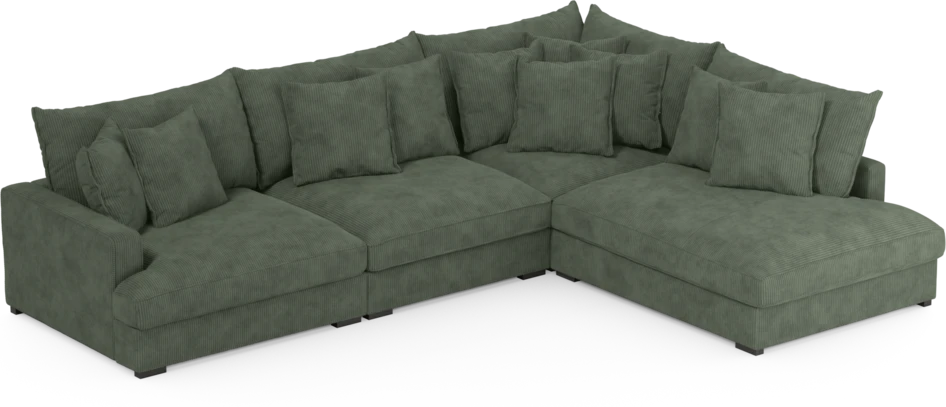 Rossi - 3-sits soffa med divan höger - Grön