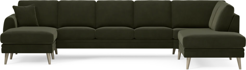 Eden - 3-sits soffa med schäslong vänster och divan höger - Grön