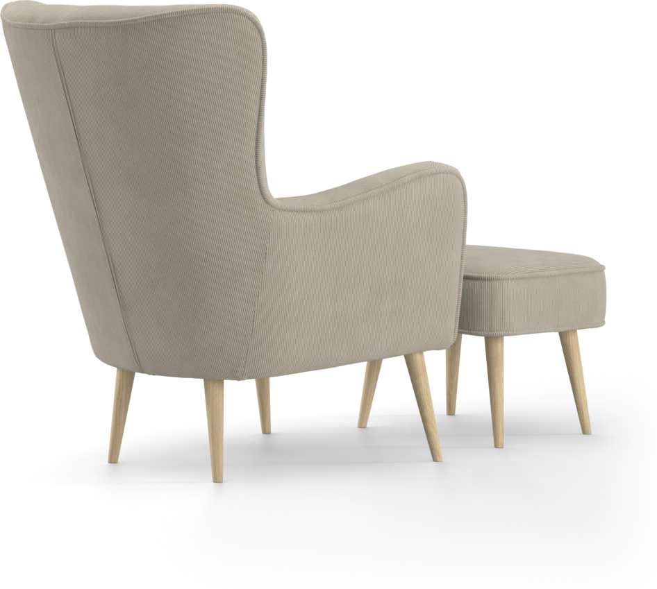 Cordelia - Fåtölj med fotpall - Beige