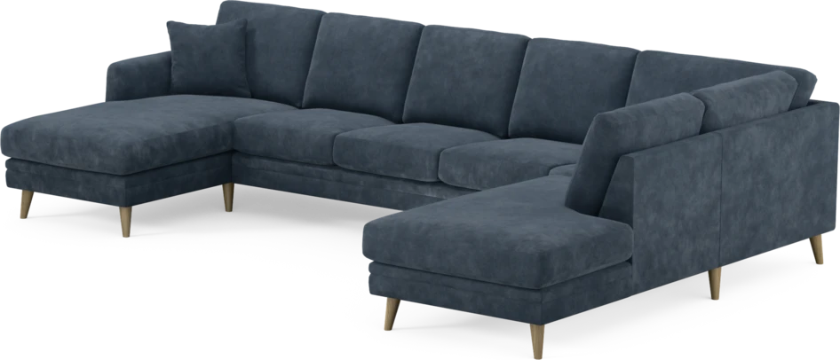 Eden - 3-sits soffa med schäslong vänster och divan höger - Blå