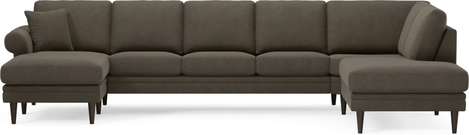 Eden - 3-sits soffa med schäslong vänster och divan höger - Brun