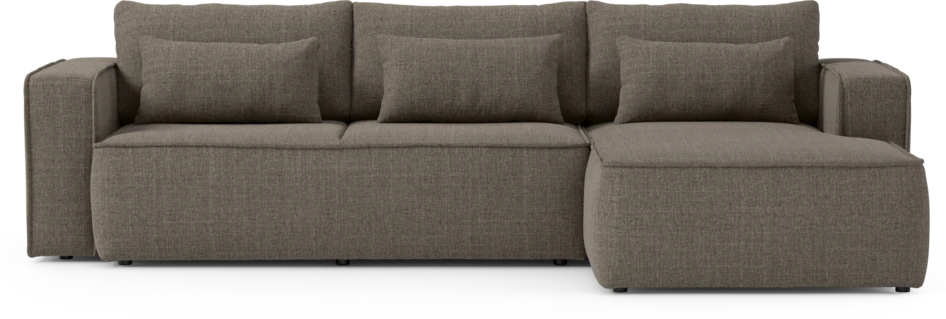 Ide - Bäddsoffa 3-sits med schäslong höger - Brun