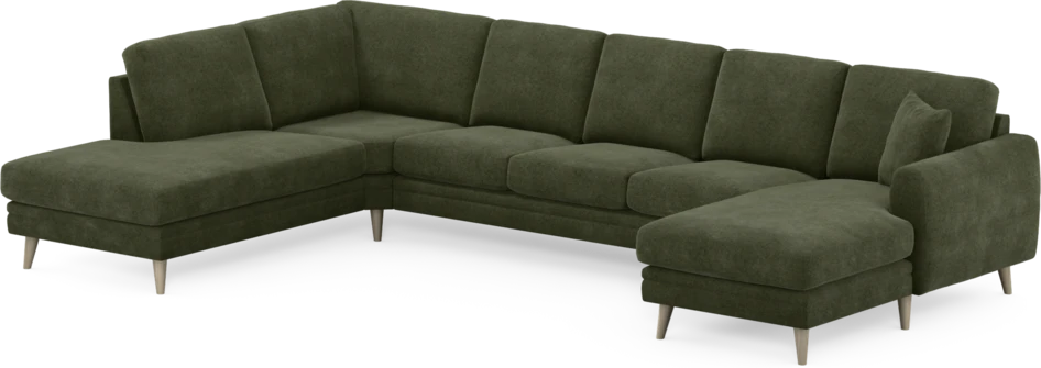 Eden - 3-sits soffa med divan vänster och schäslong höger - Grön