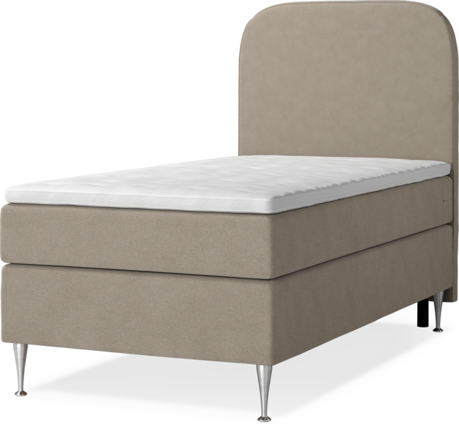 New York - Kontinentalsäng, enkelsäng med bäddmadrass och sänggavel slät - Beige