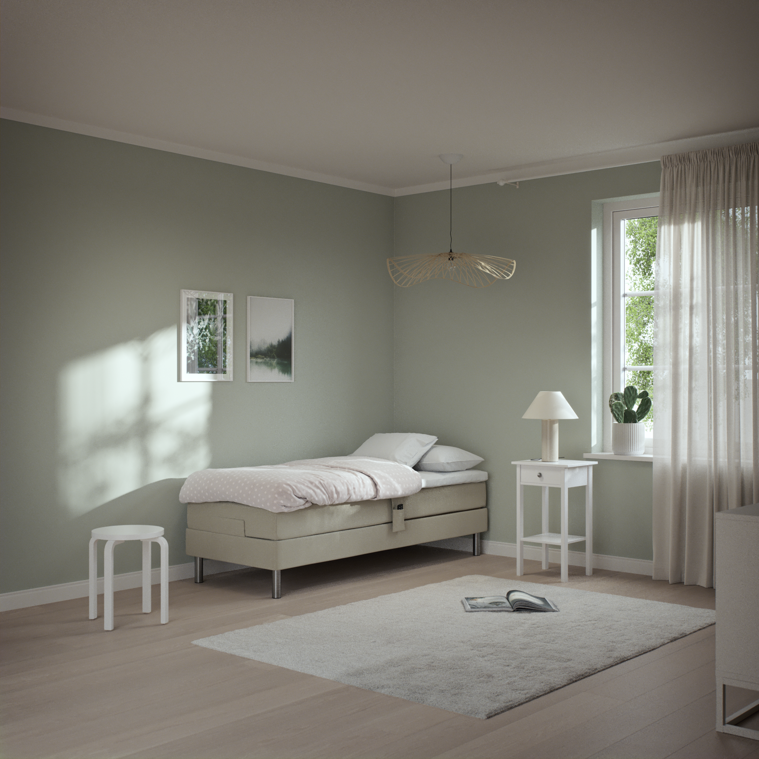 Roma Family, Ställbar säng, enkelsäng med bäddmadrass, B 80-120