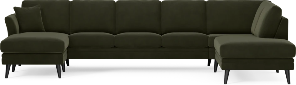 Eden - 3-sits soffa med schäslong vänster och divan höger - Grön