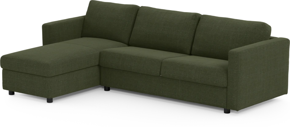 Lindö - Bäddsoffa 2,5-sits med schäslong, vändbar - Grön
