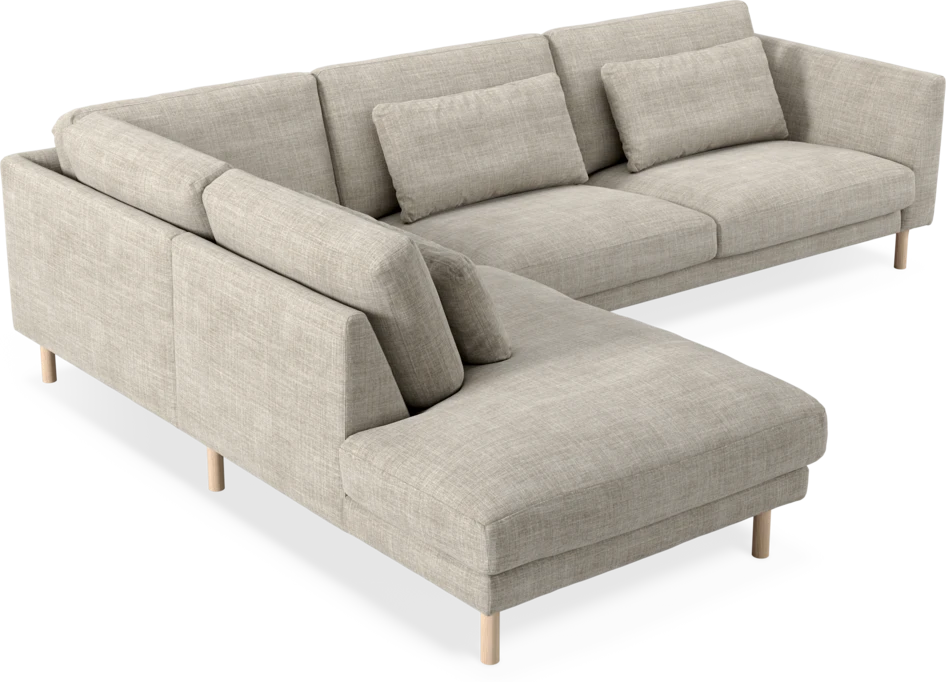 Willow - 3-sits soffa med divan vänster, fast klädsel - Beige