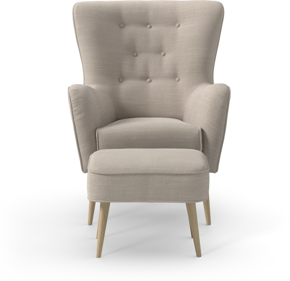 Cordelia - Fåtölj med fotpall - Beige