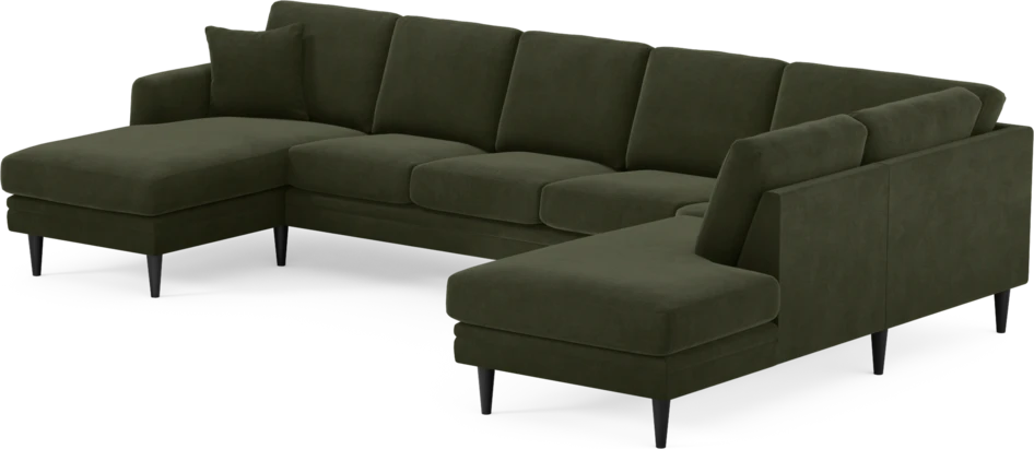 Eden - 3-sits soffa med schäslong vänster och divan höger - Grön