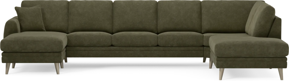 Eden - 3-sits soffa med schäslong vänster och divan höger - Grön