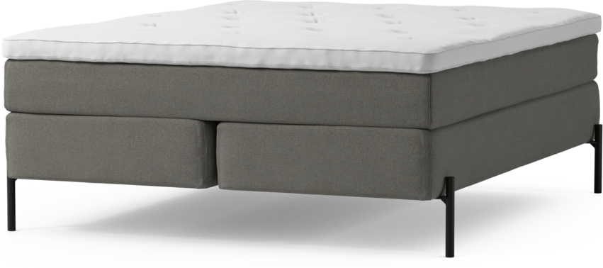 Delux Sense - Kontinentalsäng, dubbelsäng med bäddmadrass och sängben - Grå