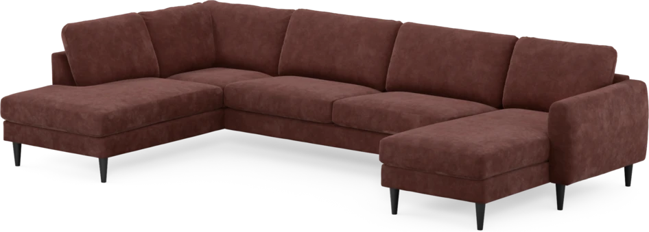 Bridge - 3-sits soffa med divan vänster och schäslong höger - Röd