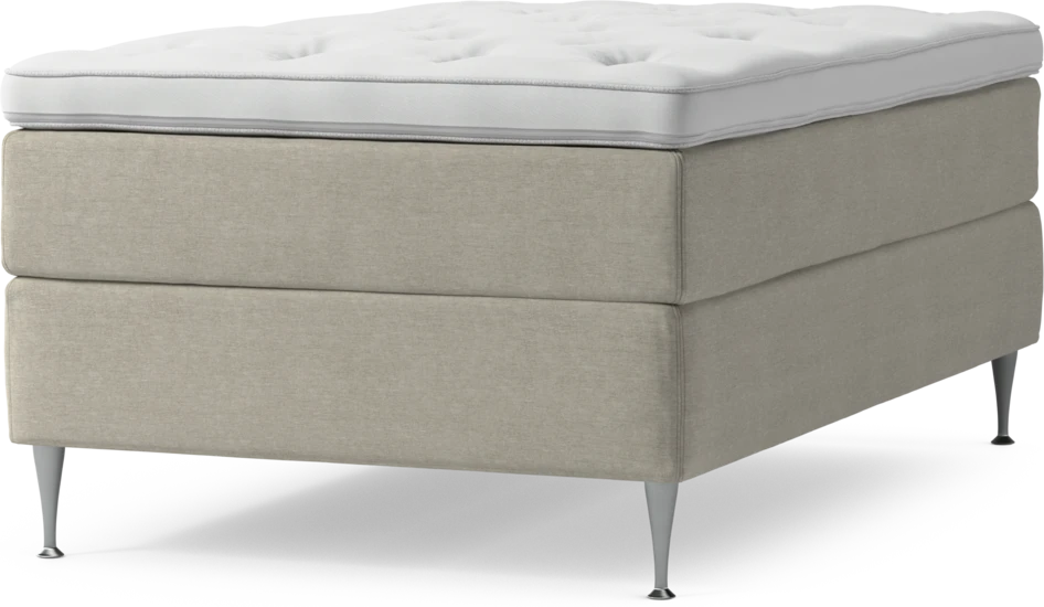Delux Exclusive - Kontinentalsäng, enkelsäng 120 cm med bäddmadrass och sängben - Beige