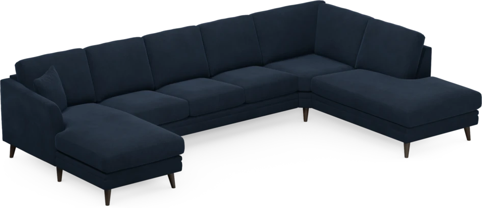 Eden - 3-sits soffa med schäslong vänster och divan höger - Blå