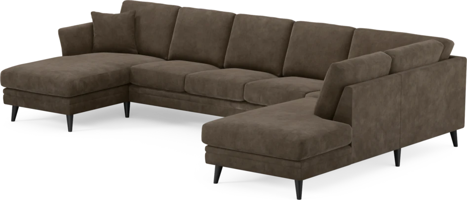 Eden - 3-sits soffa med schäslong vänster och divan höger - Brun