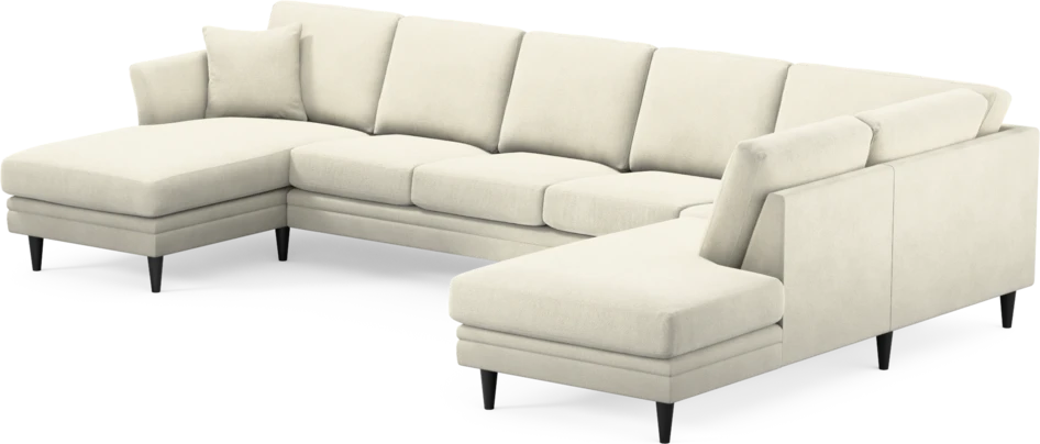 Eden - 3-sits soffa med schäslong vänster och divan höger - Vit