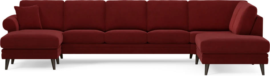 Eden - 3-sits soffa med schäslong vänster och divan höger - Röd