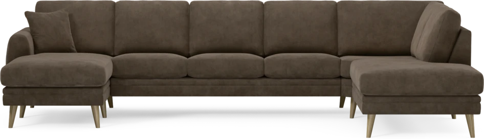 Eden - 3-sits soffa med schäslong vänster och divan höger - Brun