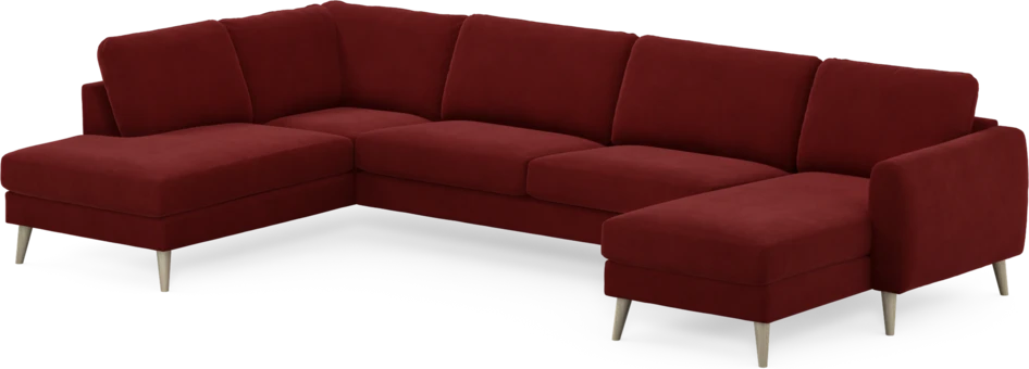 Bridge - 3-sits soffa med divan vänster och schäslong höger - Röd