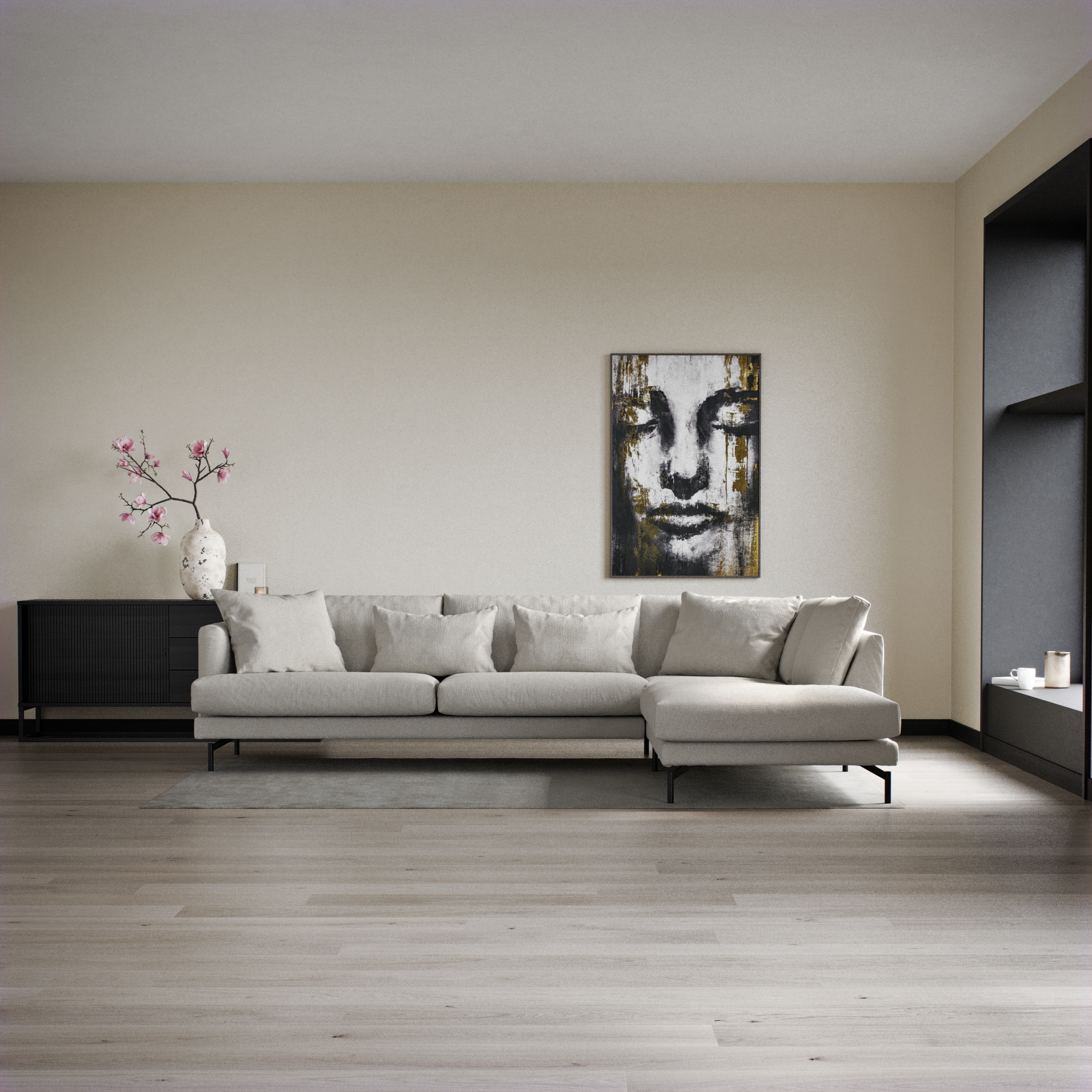 Harper, 3-sits soffa med divan höger