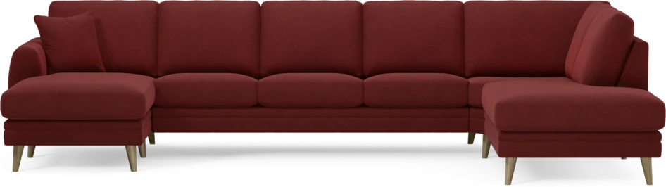 Eden - 3-sits soffa med schäslong vänster och divan höger - Röd
