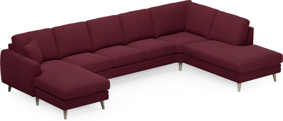 Eden - 3-sits soffa med schäslong vänster och divan höger - Röd