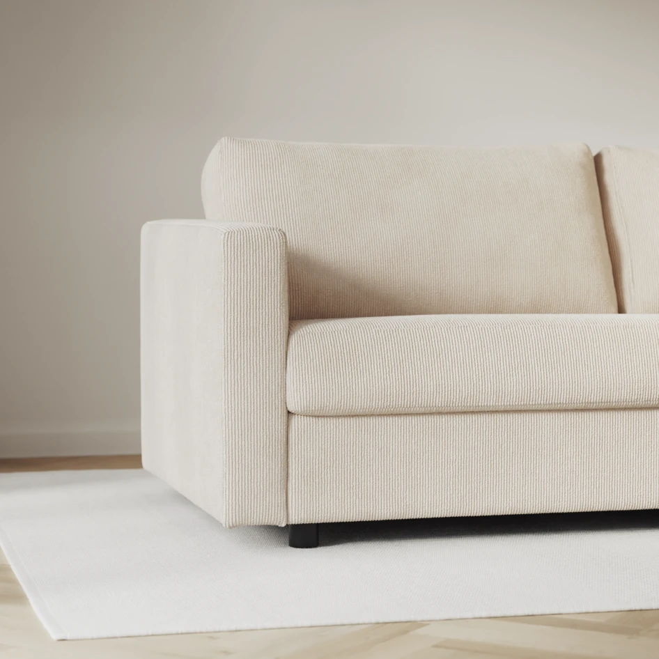 Lindö - Bäddsoffa 2,5-sits med schäslong, vändbar - Beige