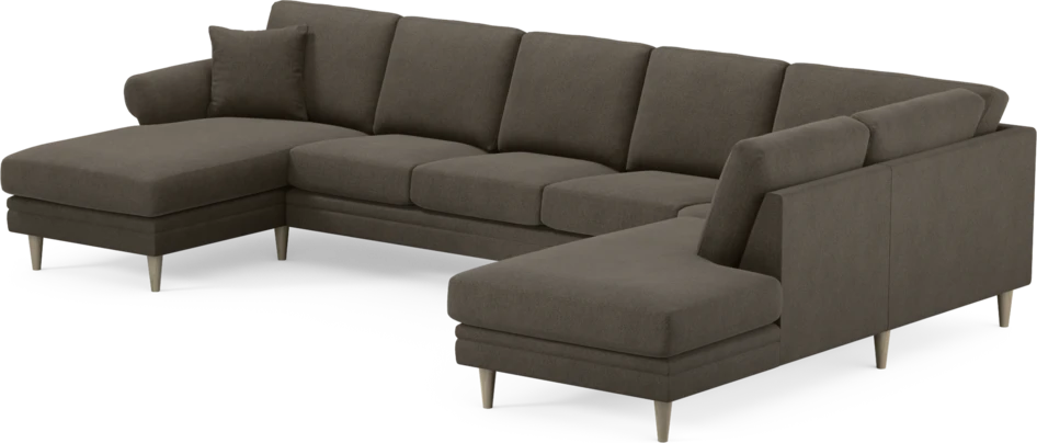 Eden - 3-sits soffa med schäslong vänster och divan höger - Brun