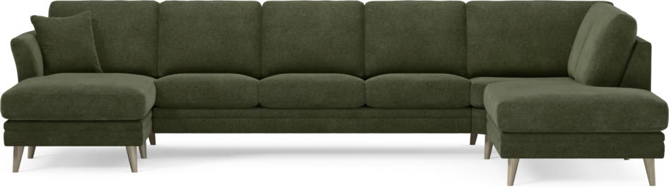 Eden - 3-sits soffa med schäslong vänster och divan höger - Grön
