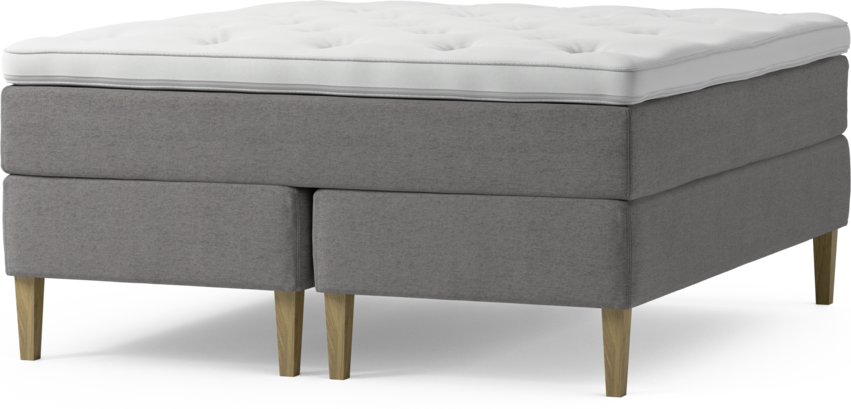 Delux Dream - Kontinentalsäng, dubbelsäng med bäddmadrass och sängben - Grå