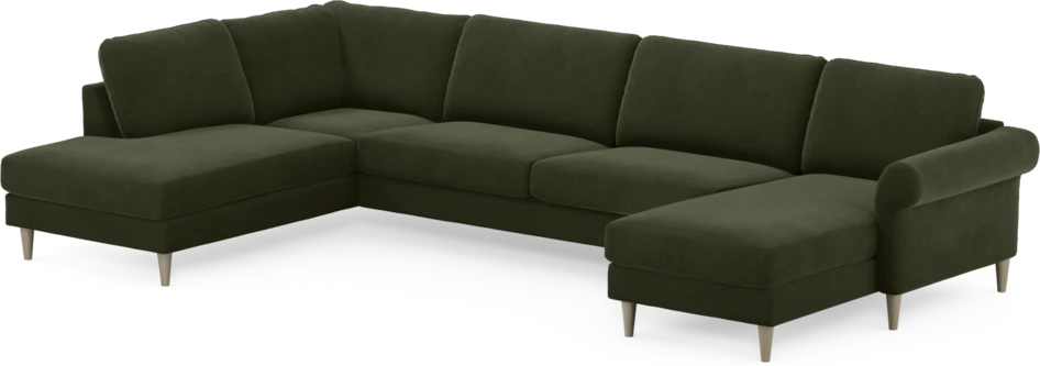 Bridge - 3-sits soffa med divan vänster och schäslong höger - Grön