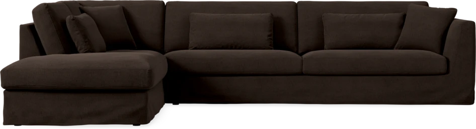 Willow - 4-sits soffa med divan vänster, med kappa - Brun