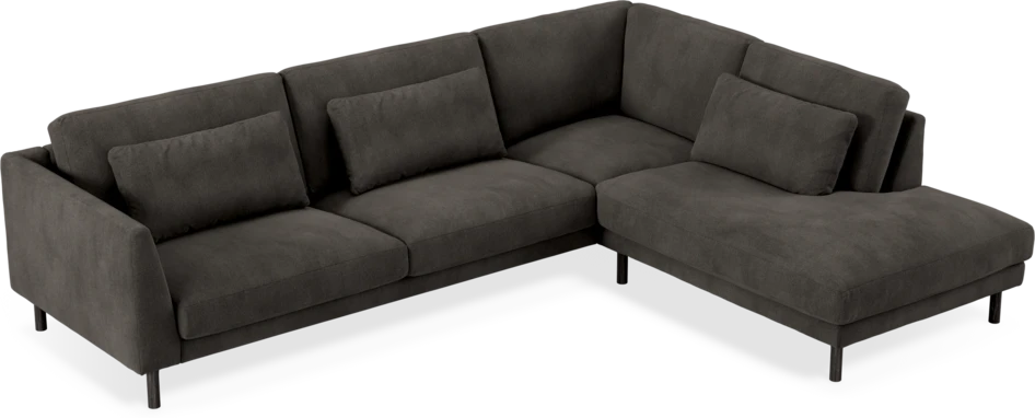 Willow - 3-sits soffa med divan höger, fast klädsel - Grå