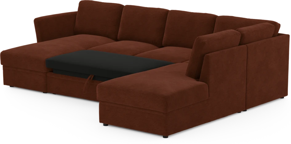Öland - Bäddsoffa med schäslong vänster och divan höger - Orange