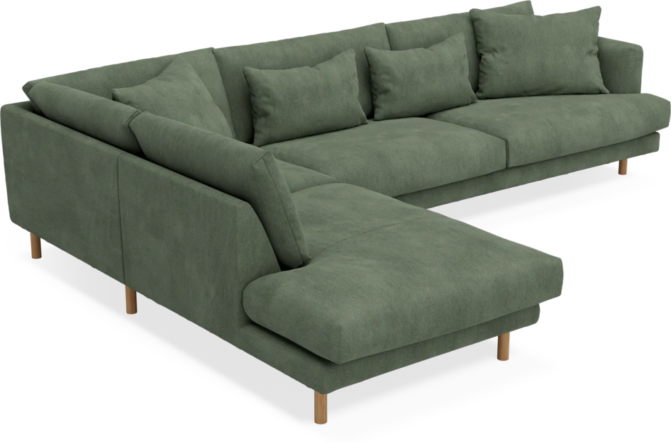 Harper - 3-sits soffa med divan vänster - Grön