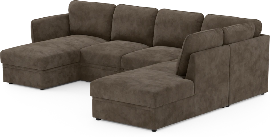 Öland - Bäddsoffa med schäslong vänster och divan höger - Brun