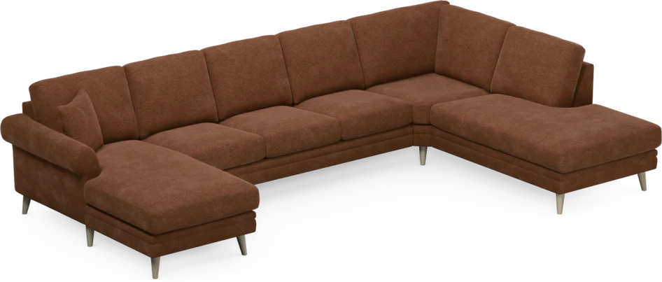 Eden - 3-sits soffa med schäslong vänster och divan höger - Orange