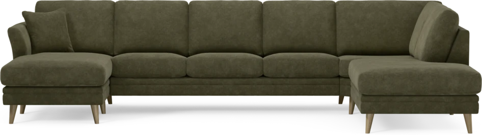 Eden - 3-sits soffa med schäslong vänster och divan höger - Grön