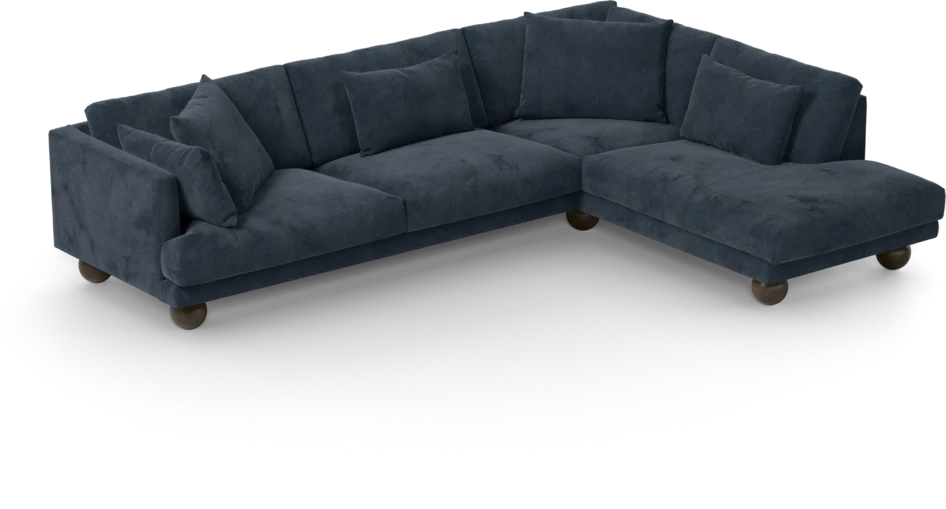 Harper - 3-sits soffa med divan höger - Blå