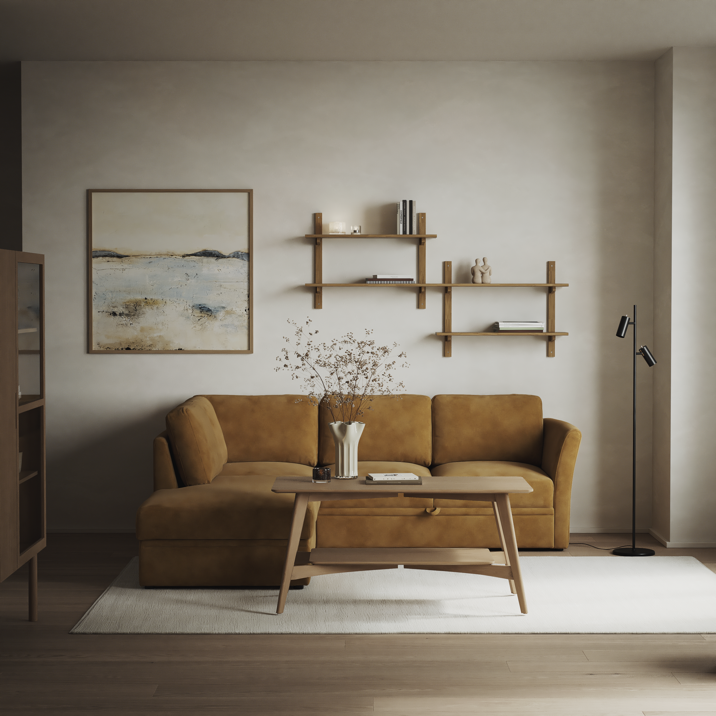 Öland, Bäddsoffa med divan vänster