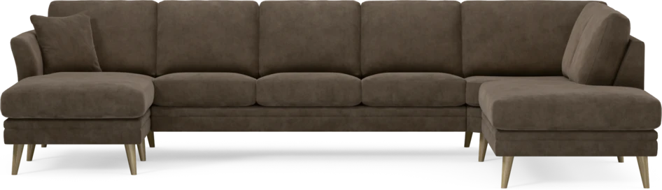Eden - 3-sits soffa med schäslong vänster och divan höger - Brun