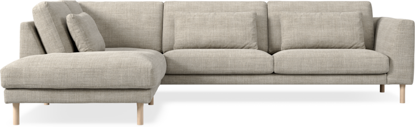 Willow - 3-sits soffa med divan vänster, fast klädsel - Beige