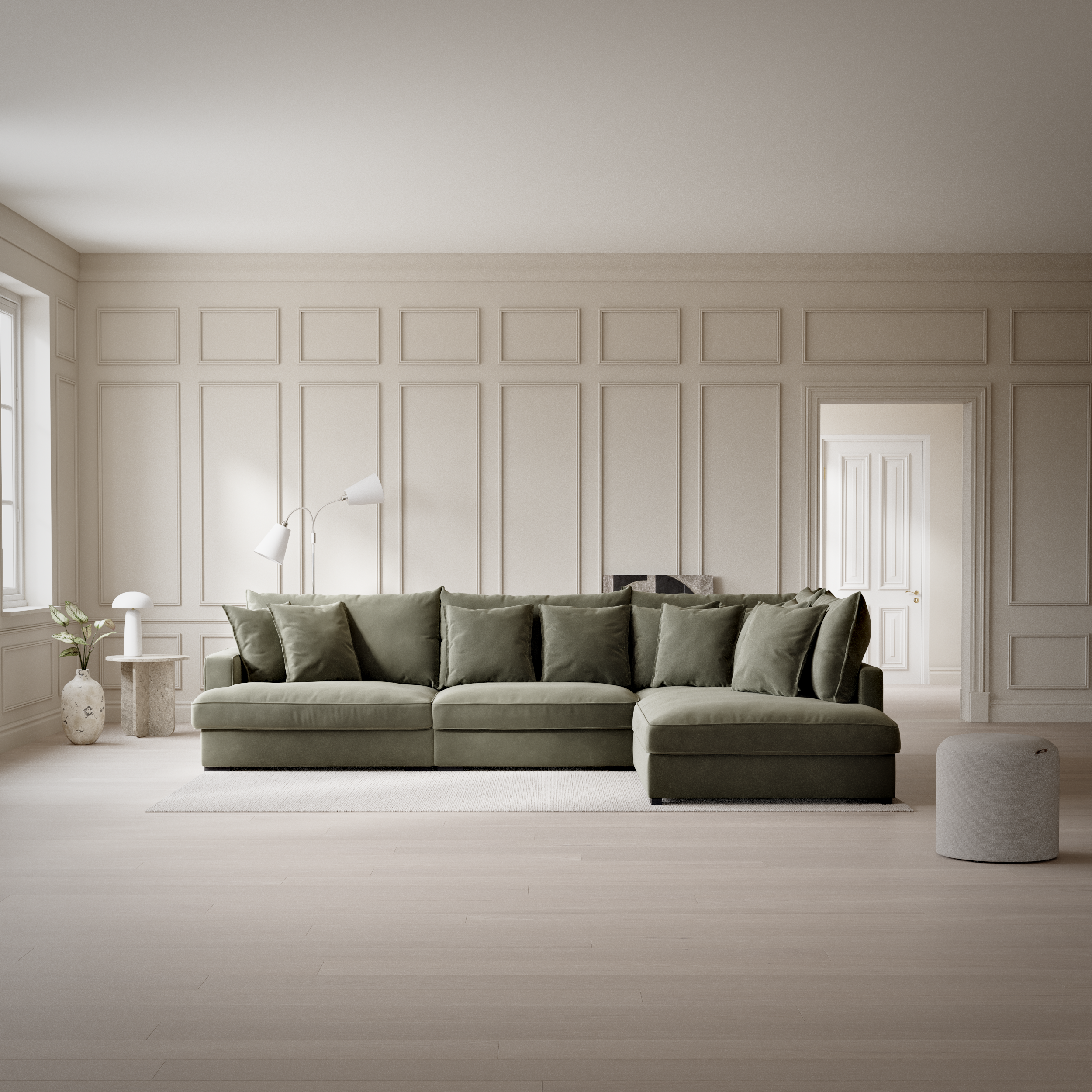 Rossi, 3-sits soffa med divan höger