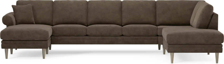 Eden - 3-sits soffa med schäslong vänster och divan höger - Brun