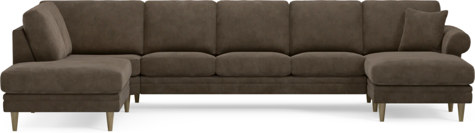 Eden - 3-sits soffa med divan vänster och schäslong höger - Brun