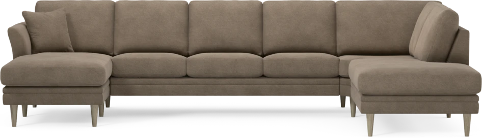 Eden - 3-sits soffa med schäslong vänster och divan höger - Brun