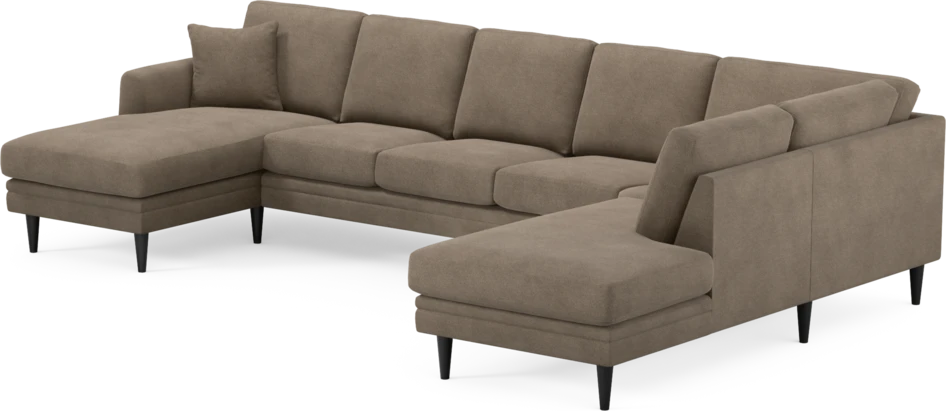 Eden - 3-sits soffa med schäslong vänster och divan höger - Brun